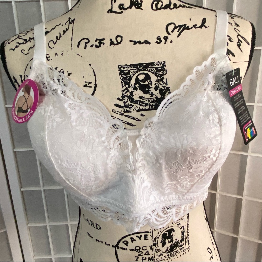 Bali Comfort Size Large White Lace Bra
